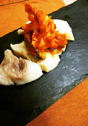 超簡単！メカジキDE湯煮のキムチのせ♪-レシピのメイン写真