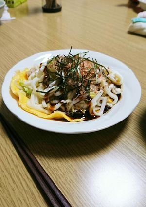 ガッツリお好み焼きうどん♪-レシピのメイン写真