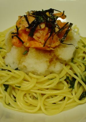 ◎昆布茶で♪塩鮭おろし添え大葉和えパスタ-レシピのメイン写真