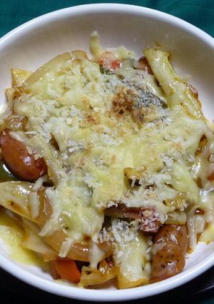 キャベツとウインナーのチーズ載せ焼き-レシピのメイン写真