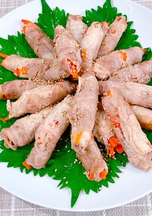豚ロースで巻くだけ♪にんじん細切り肉巻き-レシピのメイン写真