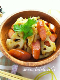 れんこんとウインナーのカレーマヨ炒め-レシピのメイン写真