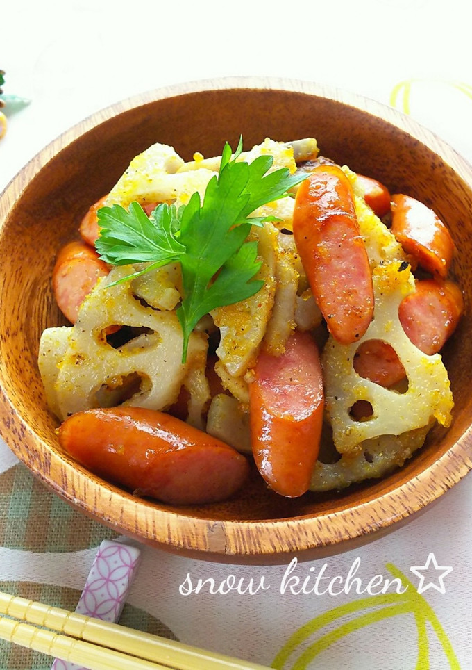 れんこんとウインナーのカレーマヨ炒め-レシピのメイン写真