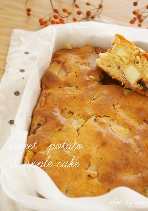 琺瑯バットで さつまいもとりんごのケーキ-レシピのメイン写真
