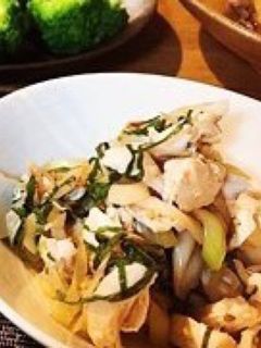 炒めネギとお湯漬け鶏ささみの和え物-レシピのメイン写真