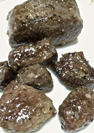 鹿モモ肉のサイコロステーキ-レシピのメイン写真
