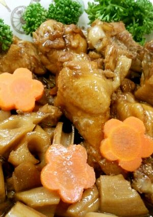 鶏手羽レンコンの煮物-レシピのメイン写真