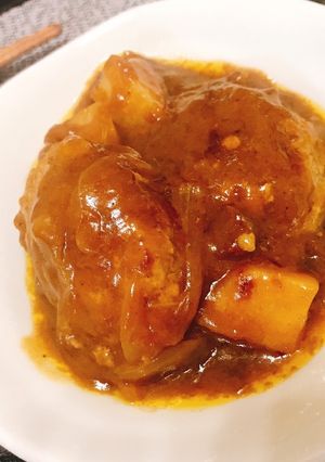 簡単☆卵不使用!ふわふわ煮込みハンバーグ-レシピのメイン写真