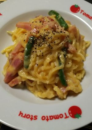 【インゲン入り】豆乳カルボナーラ-レシピのメイン写真