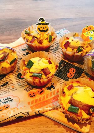 ハロウィン♪南瓜薩摩芋のマーブルマフィン-レシピのメイン写真