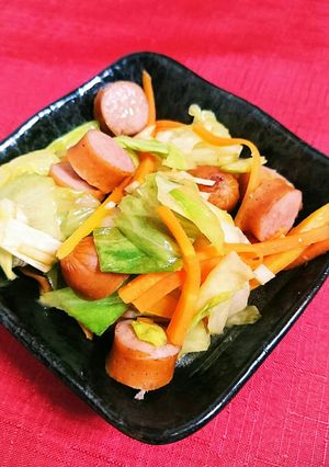 レンジで簡単！キャベツのニンニク醤油和え-レシピのメイン写真