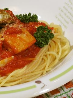 秋鮭のトマトソーススパゲティ-レシピのメイン写真