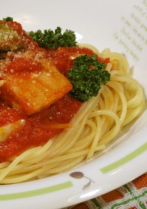 秋鮭のトマトソーススパゲティ-レシピのメイン写真