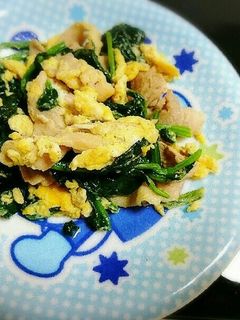 ほうれん草と豚バラ卵炒め-レシピのメイン写真