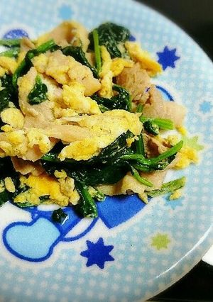 ほうれん草と豚バラ卵炒め-レシピのメイン写真