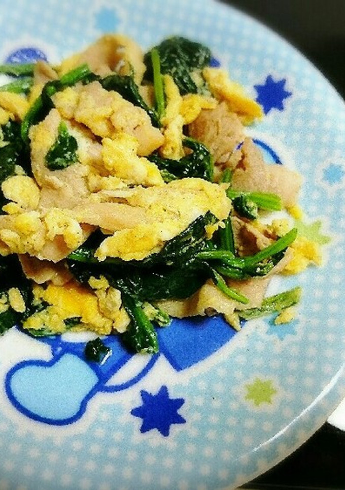 ほうれん草と豚バラ卵炒め-レシピのメイン写真