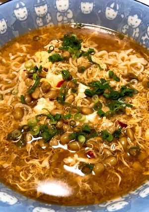 ピリ辛納豆たまご☆みそラーメン-レシピのメイン写真