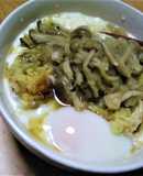こぶおろし＆キノコたっぷりの豆腐丼