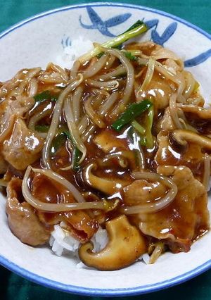 豚バラ肉ともやしの中華風あんかけ丼-レシピのメイン写真
