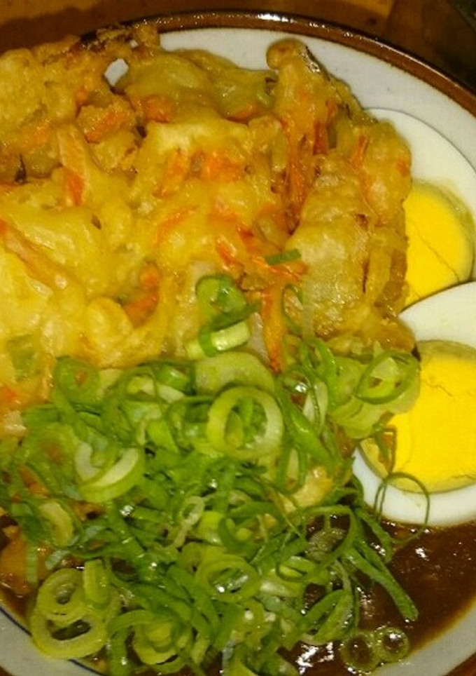 簡単カレー南蛮そば～かき揚げとゆで玉子-レシピのメイン写真