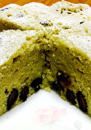 レンジで簡単＊HMで抹茶と黒豆のケーキ-レシピのメイン写真