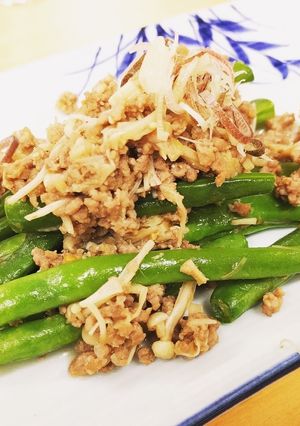 インゲンとえのきのそぼろ炒め-レシピのメイン写真