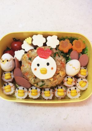 キャラ弁♪にわとり母さんとひよこたち☆-レシピのメイン写真