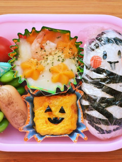 キャラ弁 ハロウィンおにぎりおばけ-レシピのメイン写真