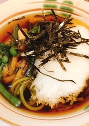 山菜なめことろろ茶そば-レシピのメイン写真