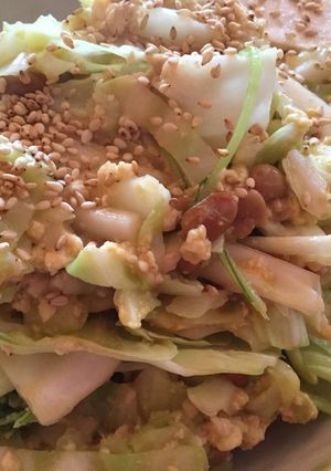 納豆とキャベツのふわ玉炒め-レシピのメイン写真