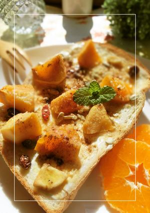ラム酒香る❀水切りＹＧ×柿の蜂蜜トースト-レシピのメイン写真