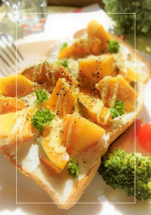 水切りＹＧ×柿・南瓜のブラぺマヨトースト-レシピのメイン写真