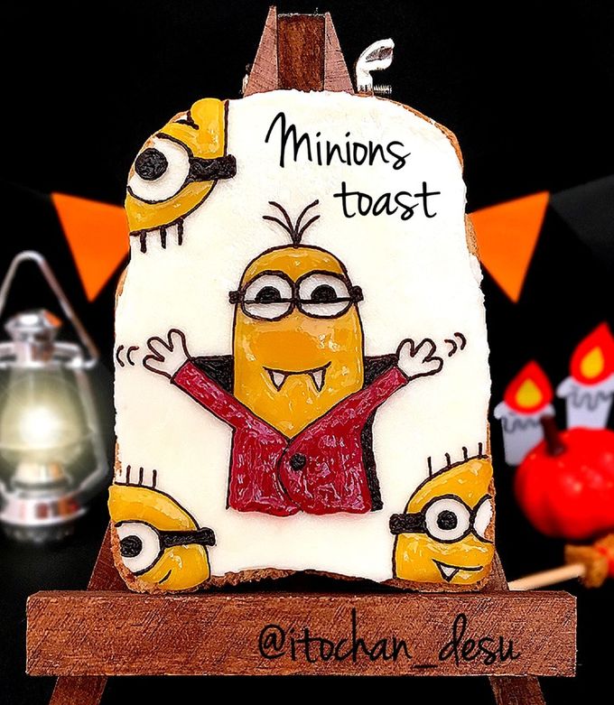 ハロウィンのトーストアート⑥ミニオン by イトウちゃん