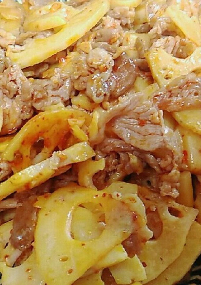 簡単きんぴら♪豚肉と蓮根のラー油炒め❤-レシピのメイン写真