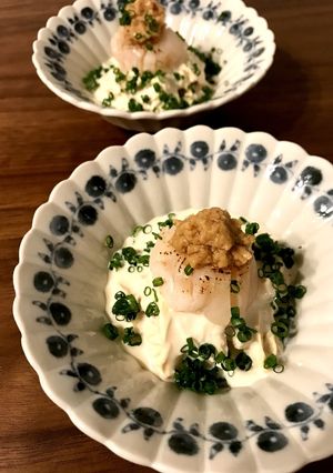 自家製生湯葉と炙り帆立の胡麻酢仕立て-レシピのメイン写真