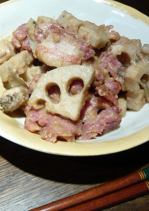 蓮根とベーコンのゴマ味噌炒め煮-レシピのメイン写真