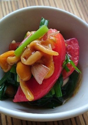 あたた生だしでなめことトマトの香り和え-レシピのメイン写真
