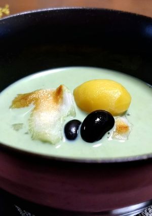 練乳抹茶ミルクのお汁粉(ぜんざい)風餅-レシピのメイン写真