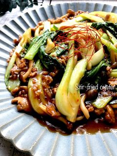 青梗菜とひき肉のオイスター炒め-レシピのメイン写真
