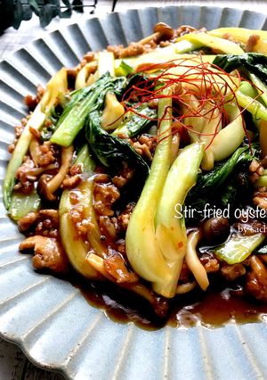 青梗菜とひき肉のオイスター炒め-レシピのメイン写真