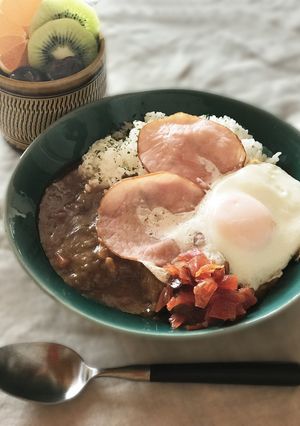 塾ごはんに、夜食に！ ハムエッグカレー-レシピのメイン写真