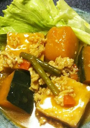 南瓜と厚揚げのとろ～り鶏そぼろあんかけ-レシピのメイン写真