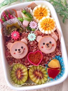 無えんせきソーセージ くまとお花弁当-レシピのメイン写真