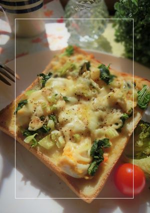 リメイク＊卵ポテサラ×セロリ葉トースト-レシピのメイン写真