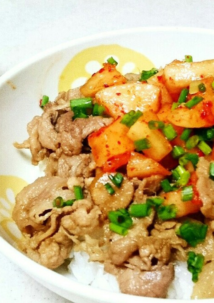 豚の生姜焼きとカクテキの丼ぶり♥簡単☆-レシピのメイン写真