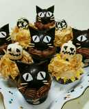黒猫のカップケーキデコレーションアイデア