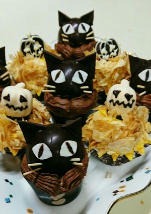 黒猫のカップケーキデコレーションアイデア-レシピのメイン写真