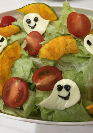 簡単！ハロウィン♡おばけサラダ-レシピのメイン写真