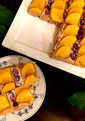 クランベリーと柿のスクエアケーキ♡-レシピのメイン写真