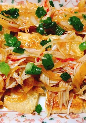 【香り箱】焼き油揚げの中華風カニカマのせ-レシピのメイン写真